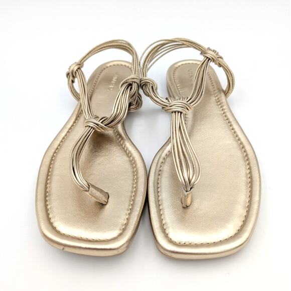 Vince Deja Slip On Slingback Thong Sandals Metallic Gold Size US6.5M EU36.5 - Picture 2 of 11